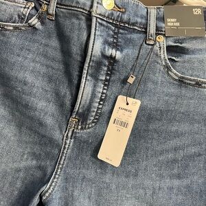 Express Dark Blue Skinny High Rise Jeans